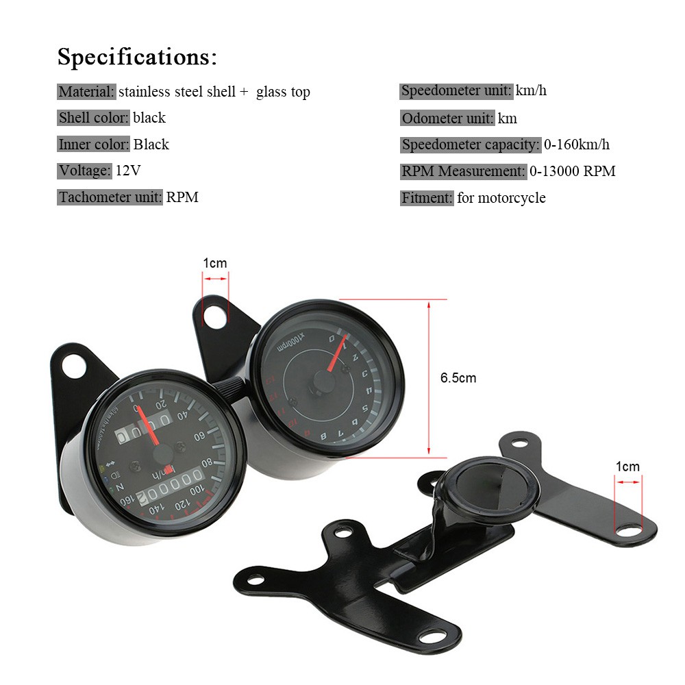Đồng Hồ Đo Tốc Độ 12v 13000 Rpm km / H Cho Xe Mô Tô