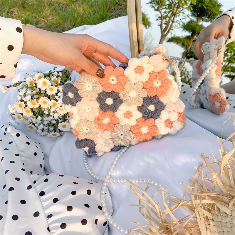 [DIY tự làm] Túi dệt hoa phồng, túi làm bằng chất liệu tự làm thủ công, túi đan len màu đỏ giống kiểu đan móc tự chế của Xiaohongshu # set làm túi xách # set làm túi xách handmade # đan túi handmade gấu #  bộ tự làm túi xách # túi đeo tư
