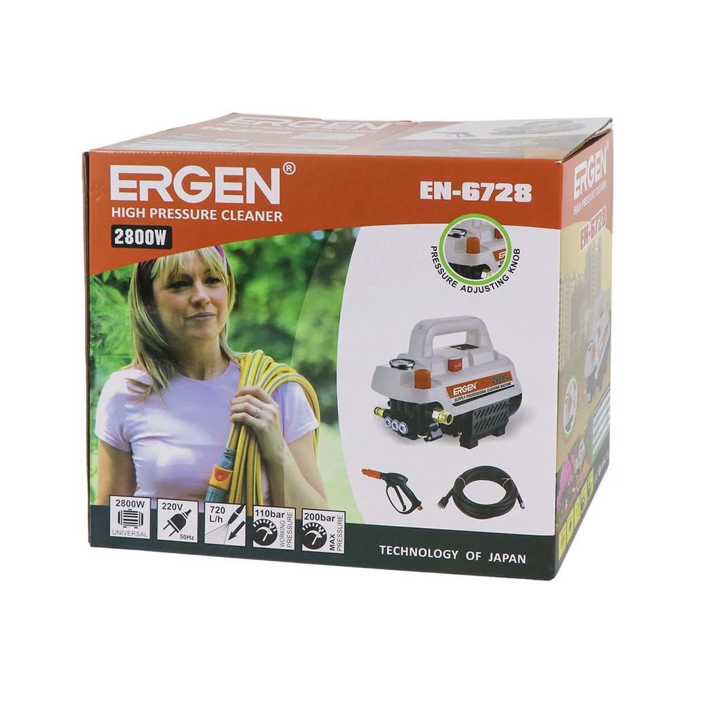 Máy Bơm Xịt Rửa Xe Áp Lực Cao 2800W ERGEN EN 6728  - HÀNG CHÍNH HÃNG