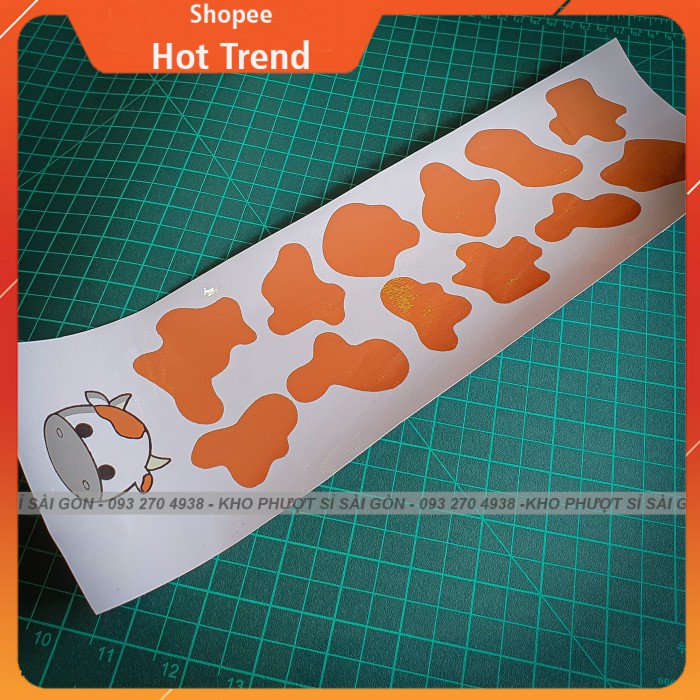 Trend Bò Sữa - Sticker dán mũ bảo hiểm 3/4 Bò Sữa màu xanh nước biển - Hình dán mũ bảo hiểm chống nước