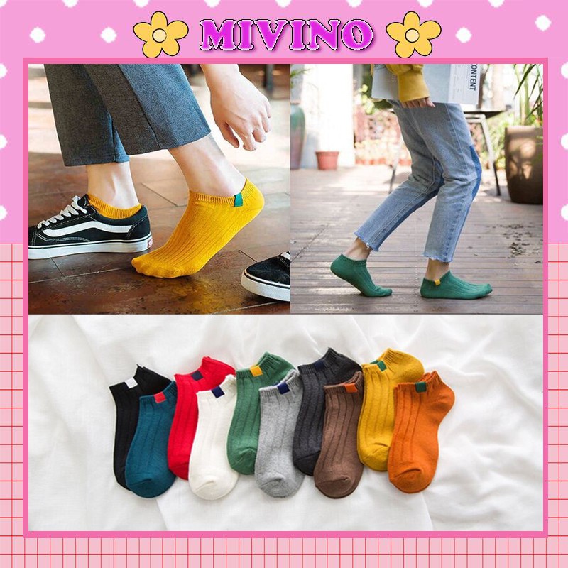 [Mã FAWINTER hoàn 15% xu đơn 99K] Tất - Vớ nam nữ cotton cổ ngắn gân tăm vintage Hàn Quốc TN03