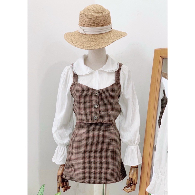 Set Sơ Mi 3 Món Kèm Chân Váy Xịn Xò Dễ Măc