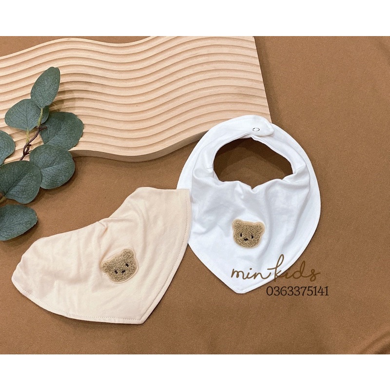 Yếm cổ cotton thêu gấu Bear cho bé