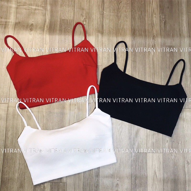 Áo hai dây crotop thun gân có đệm mút | BigBuy360 - bigbuy360.vn