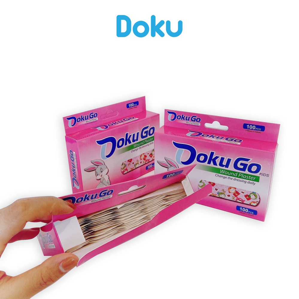 Băng keo cá nhân họa tiết DOKUGO - Hộp 100 miếng dễ thương