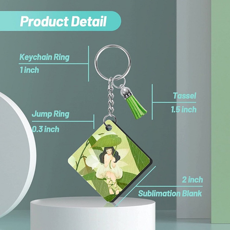 Móc Khóa Bằng Sợi Da Phối Tua Rua Mdf Truyền Nhiệt