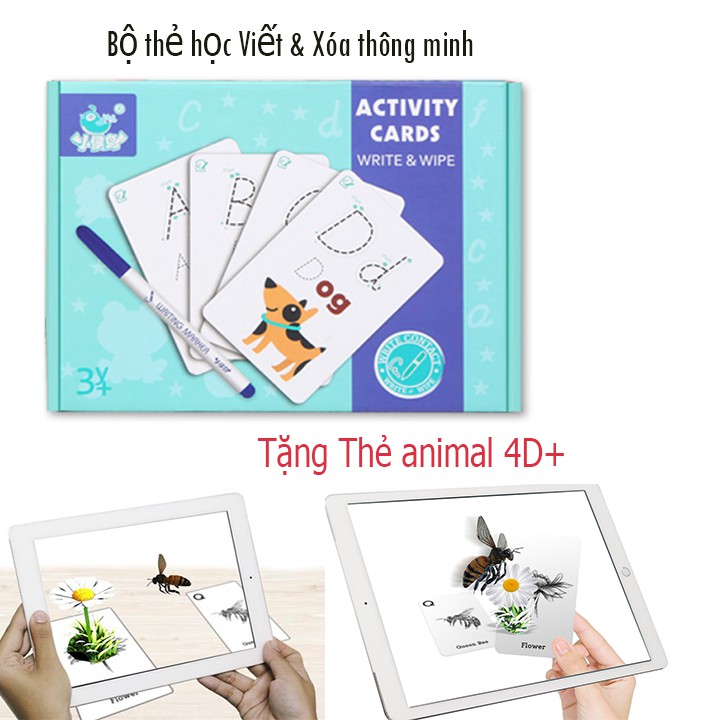 THẺ HỌC VIẾT XÓA THẦN THÁNH TẶNG THẺ ANIMAL 4D+ 00131+00616