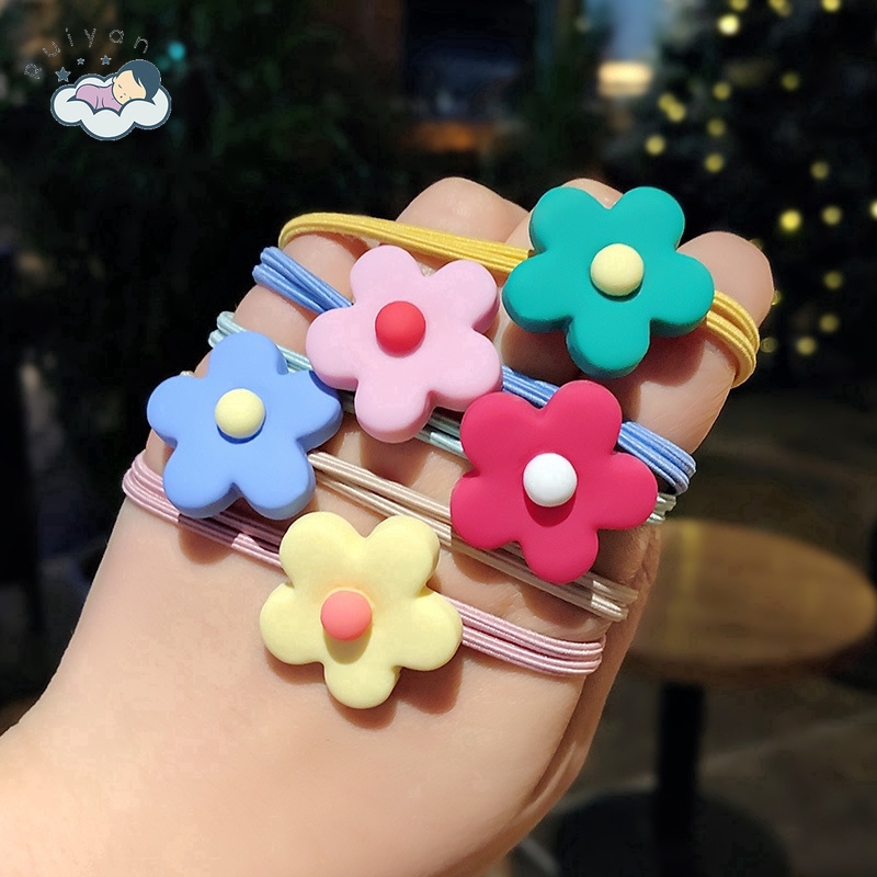 Dây Buộc Tóc Hình Bông Hoa Nhiều Màu Sắc Dễ Thương Thời Trang Cho Nữ