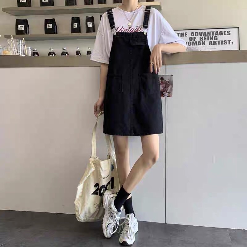 Đầm Yếm Jeans Dáng Rộng Phong Cách  Hàn Quoc -Y01