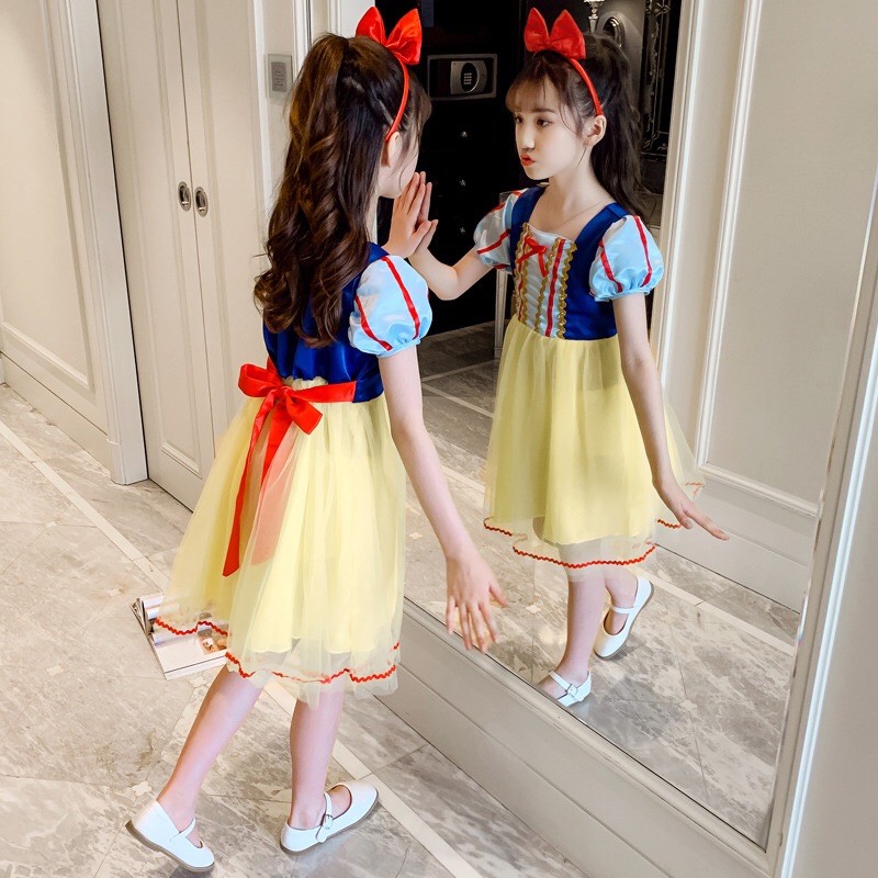 Váy công chúa Bạch Tuyết cho bé gái từ 10-40kg - tặng kèm nơ + ảnh thật