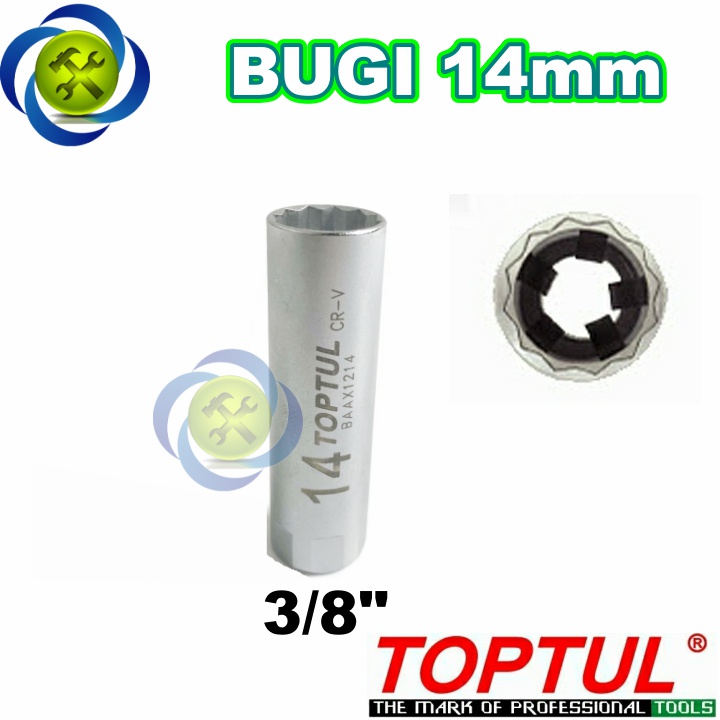 Tuýp tháo bugi xe máy 14mm TOPTUL BAAX1214 loại 5 chấu thép giữ bugi