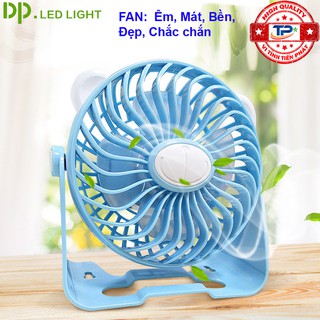Quạt sạc tích điện DP DP-7609 đế quạt để bàn hoặc treo lên được ( xanh )