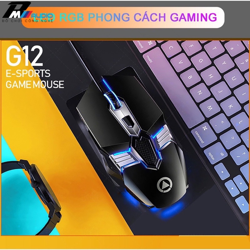 Chuột Gaming máy tính,laptop có dây  G12 LED RGB Tự đổi màu phong cách Gaming Esport 6 nút bấm-Bảo Hành Lỗi 1 Đổi 1