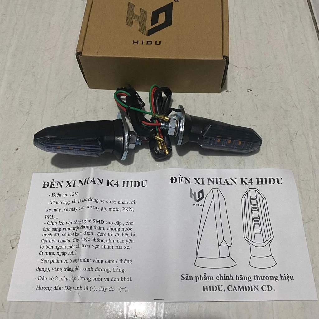 Đèn xi nhan K4 HIDU CHÍNH HÃNG kiểu vario mini 3 led sáng vàng cho các dòng xe winner X, ex 150, NVX, MSX, CBR