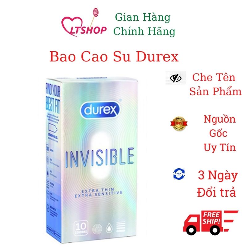 Bao Cao Su   Durex Invisible extra  siêu mỏng kéo dài hộp 10cái