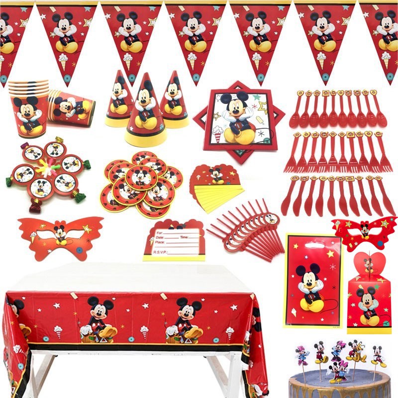 Mũ Giấy Dùng Một Lần Họa Tiết Chuột Mickey Hoạt Hình Trang Trí Tiệc Sinh Nhật Cho Bé Trai