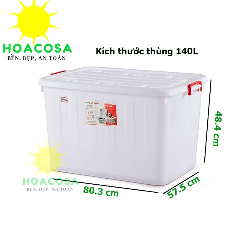 Thùng Nhựa Đa Năng Có Bánh Xe Loại 140L  Nhựa Hiệp Thành- Cứng Cáp, Tiện Dụng- Đồ Gia Dụng Hoacosa.