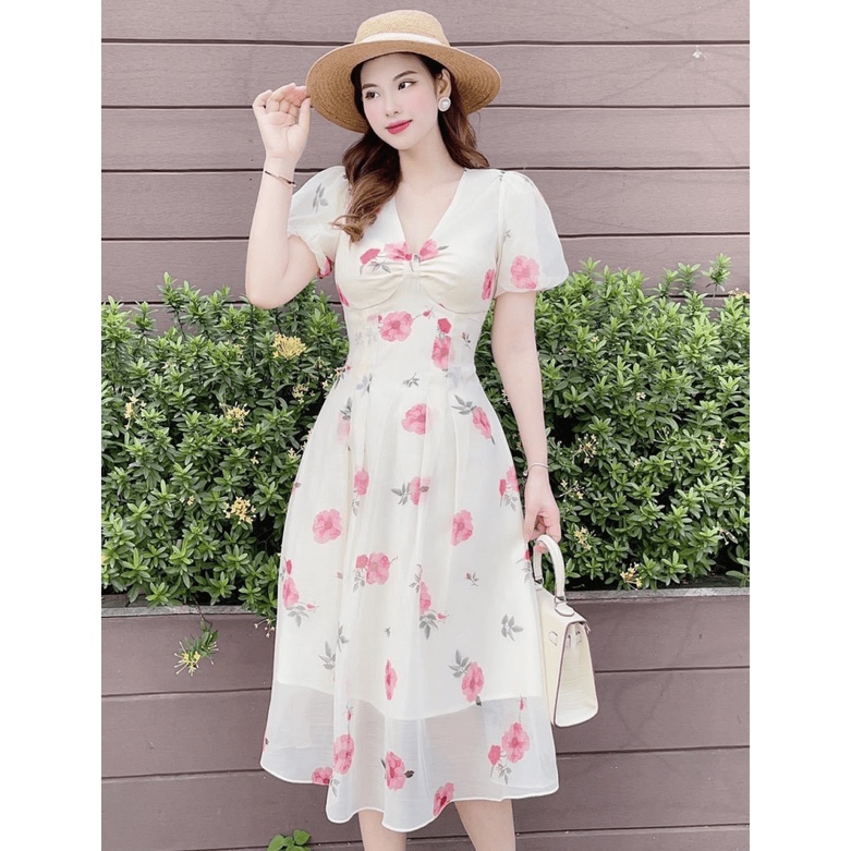 (HCM) ĐẦM XÒE VOAN HOA CAO CẤP - DÀI QUA GỐI THỜI TRANG NỮ XINH XẮN-TIỂU THƯ CHO CÁC NÀNG KME FASHION