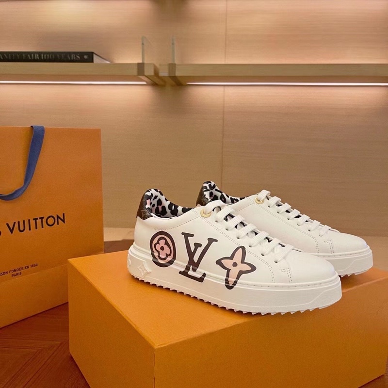Giày thể thao nữ Louis Vuitton LV da thật cao cấp bản gót phối màu da beo
