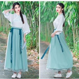 Hán phục cổ trang cách tân xanh ngọc