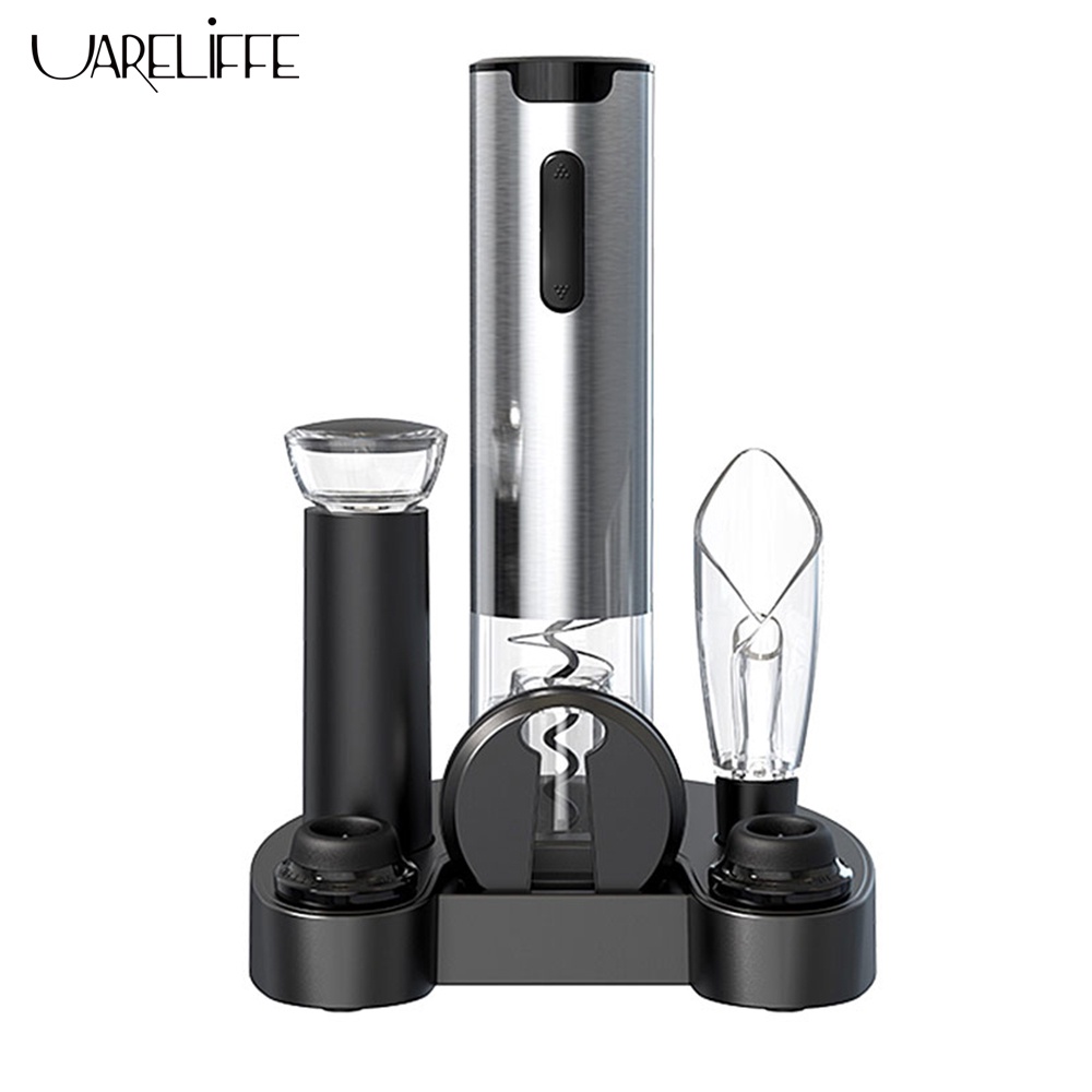 Set dụng cụ mở rượu vang bằng điện Uareliffe 5 trong 1 với miệng rót và nút chặn mini