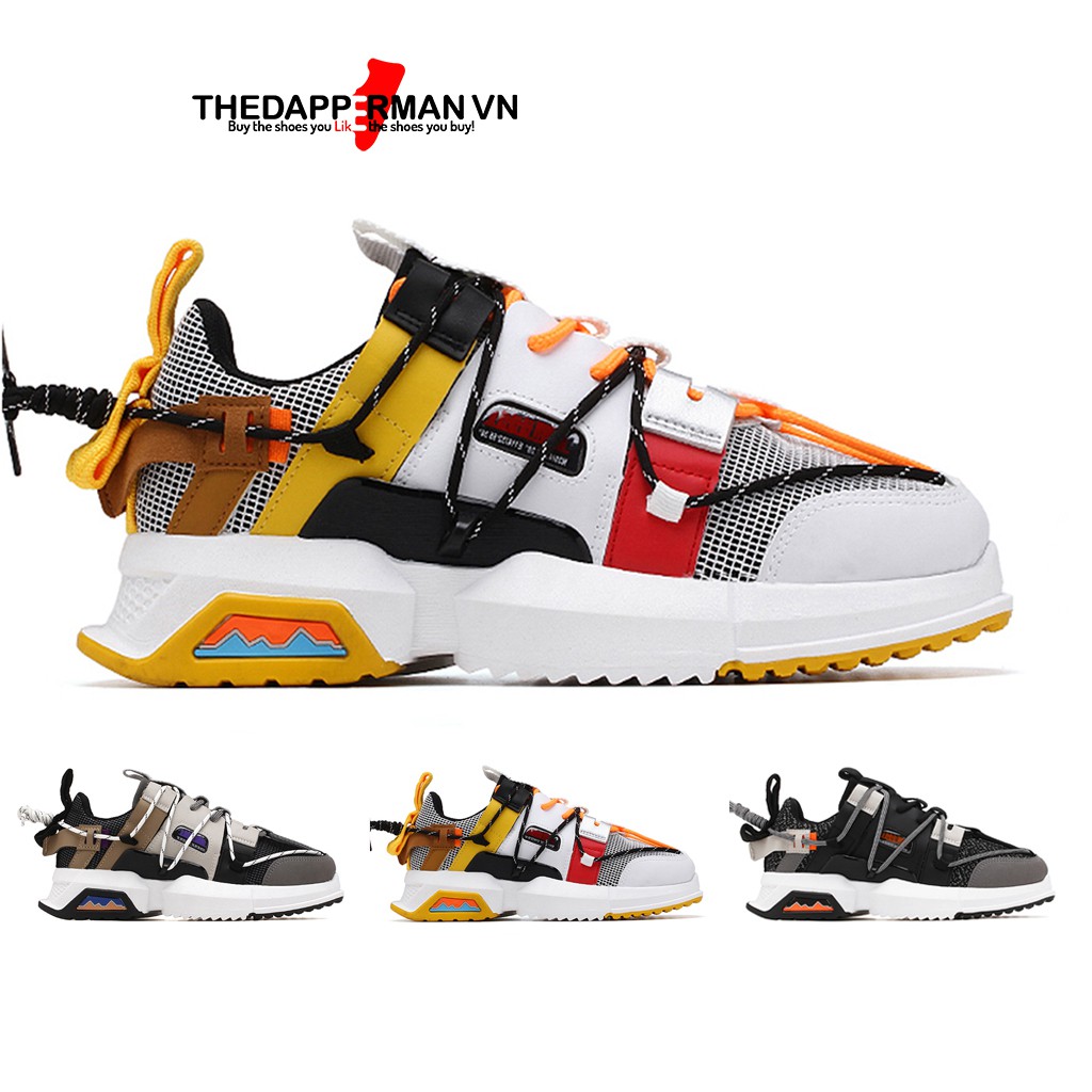 Giày thể thao sneaker nam THEDAPPERMAN XK008 tăng chiều cao 5cm, đế xẻ rãnh chống trơn, siêu chất, màu vàng trắng