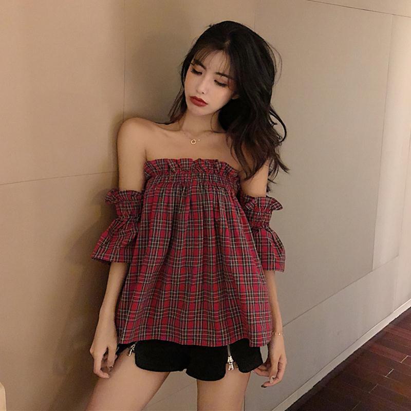 Áo kiểu trễ vai kẻ sọc thời trang mùa hè quyến rũ cho nữ