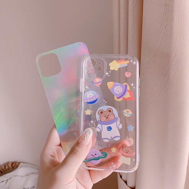 Ốp Hologram gấu vũ trụ dành cho iPhone 7 8 7 Plus 8 Plus X Xs Xr XsMax iPhone 11 11 Pro 11 Promax | BigBuy360 - bigbuy360.vn