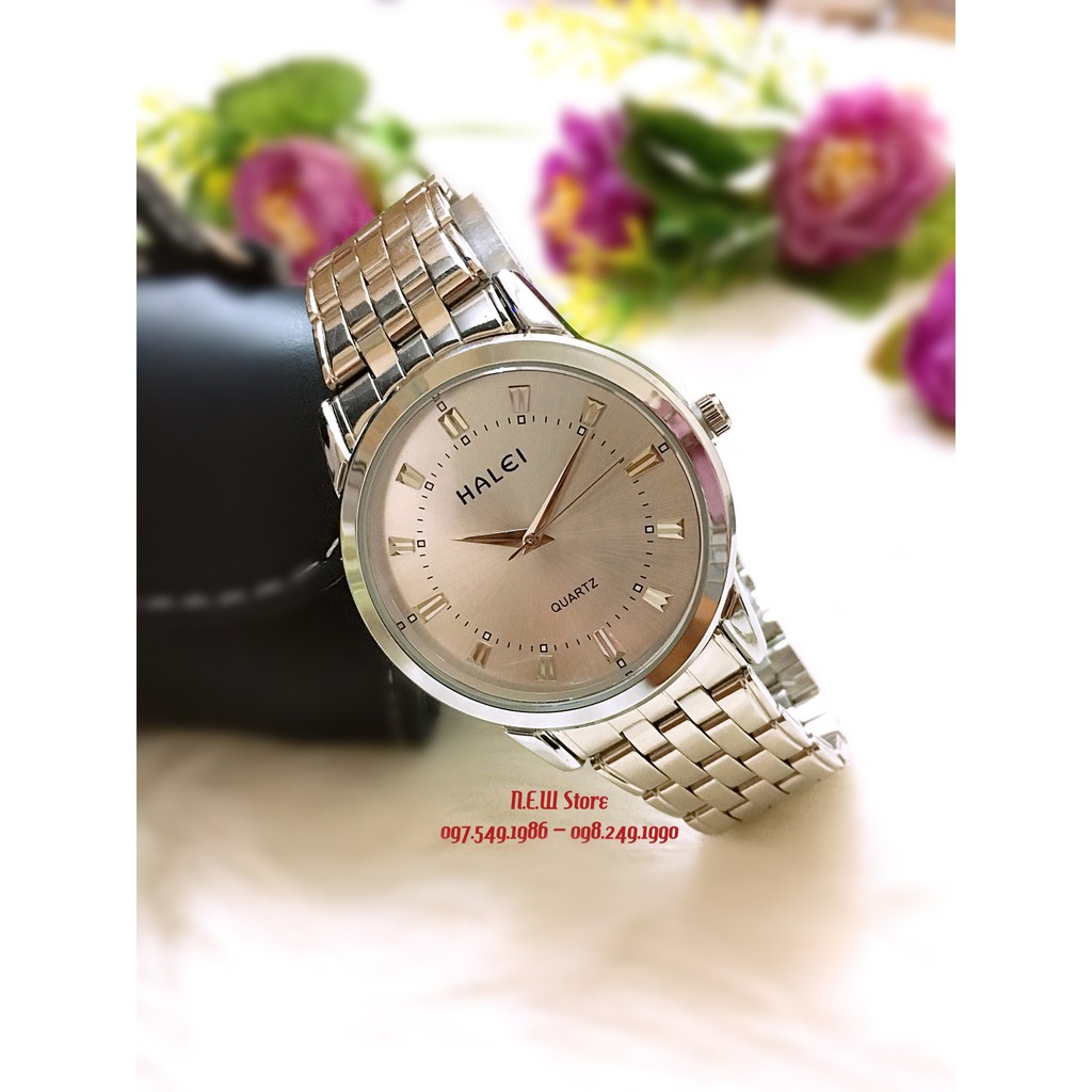 Đồng hồ cặp đôi nam, nữ Halei Sliver platium dây thép cao cấp sang trọng quý phái | BigBuy360 - bigbuy360.vn