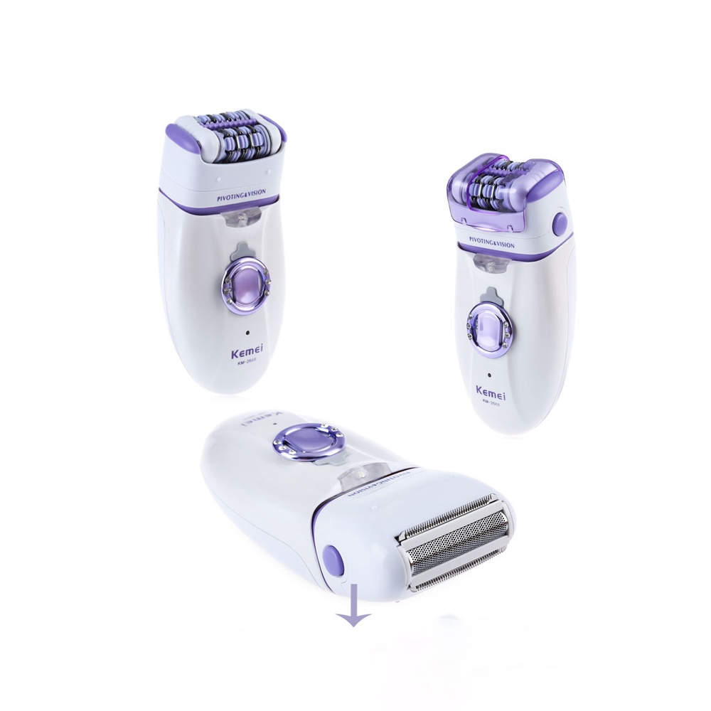 Máy tẩy lông đa năng 2in1 Kemei-2668 hai đầu thay thế chuyên dùng cạo, nhổ tỉa lông toàn thân
