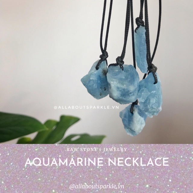 Vòng cổ đá Aquamarine thô