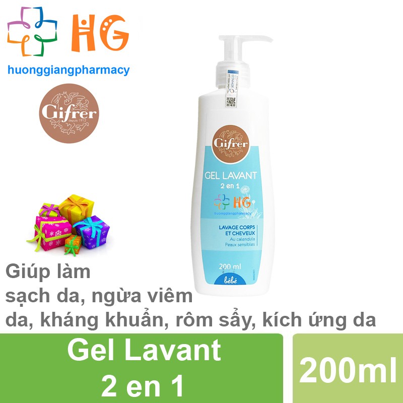 Sữa tắm cho bé Gel Lavant 2 en 1 Giúp làm sạch da kháng khuẩn ngừa rôm sẩy kích ứng da Chai 200ml