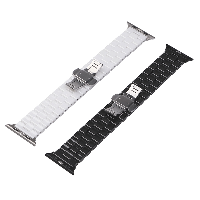 【Apple Watch Strap】Classic Ceramics Watch Strap for Apple Watch Series 6 se 5 4 3 2 38mm 42mm 40mm 44mm Butterfly Metal Buckle Band Strap