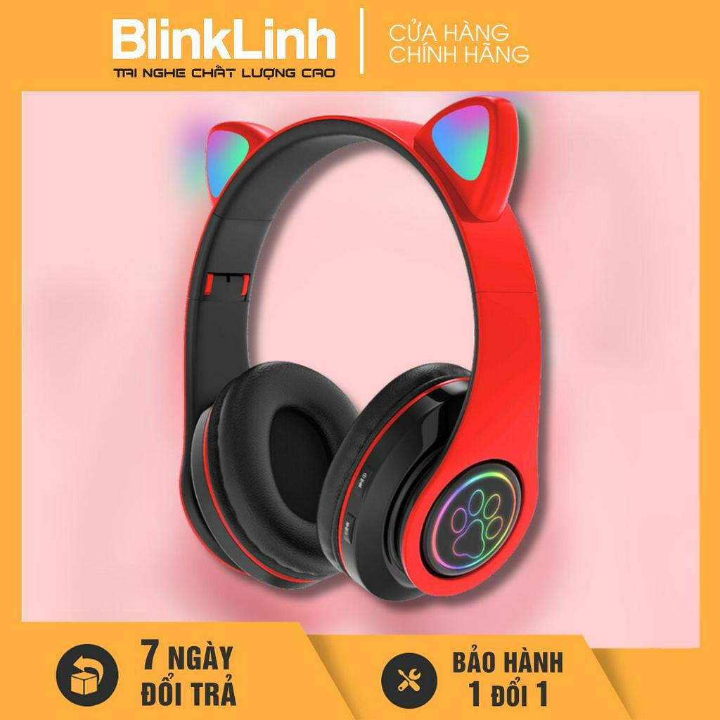 Tai Nghe Mèo dễ thương Mã BL39, Bluetooth 5.0, Tai nghe chụp tai lớn 35mm, Có Đèn LED Chuyển Màu, Chụp Tai Bọc Da Êm Ái,