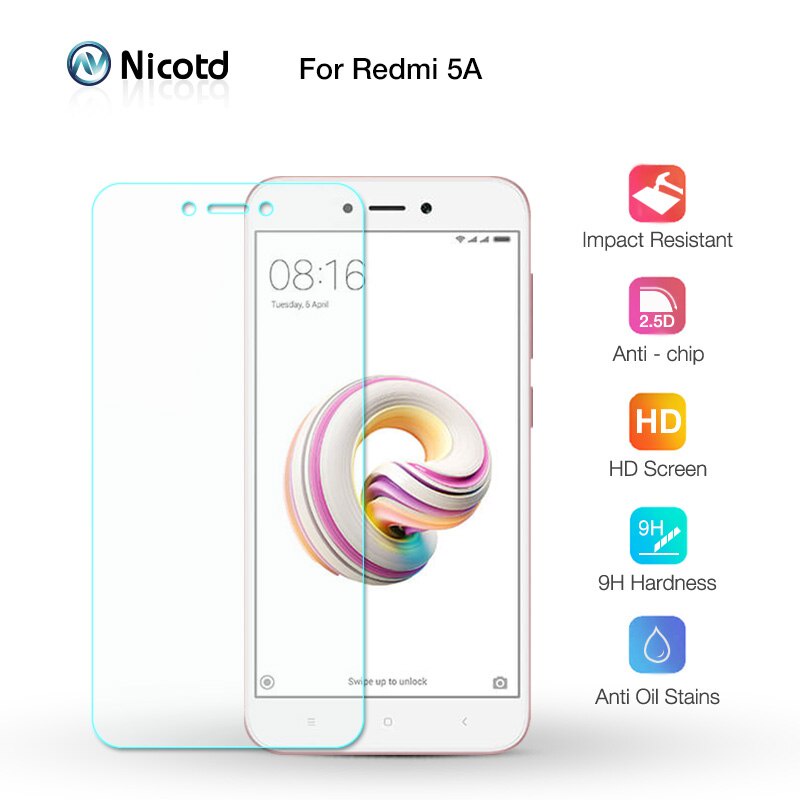Nicotd 2.5D Premium Tempered Glass For Xiaomi Redmi 5A 5.0 inch Screen Protector Toughened protective film for Redmi 5A 5a Glass