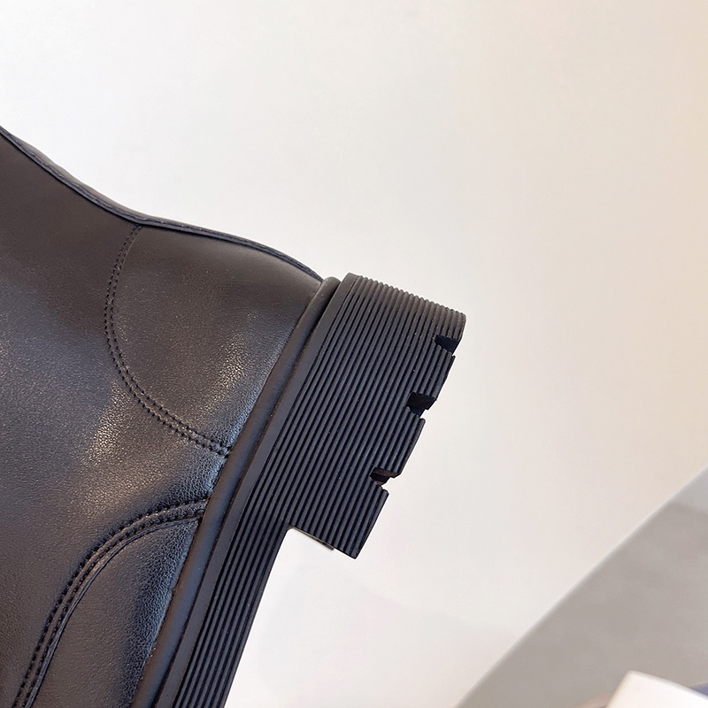 Giày bốt IELGY cổ thấp tới mắt cá chân mũi tròn buộc dây kiểu Hàn Quốc