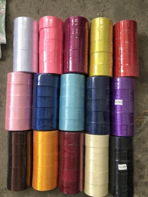 1 lốc ruy băng lụa trơn màu
