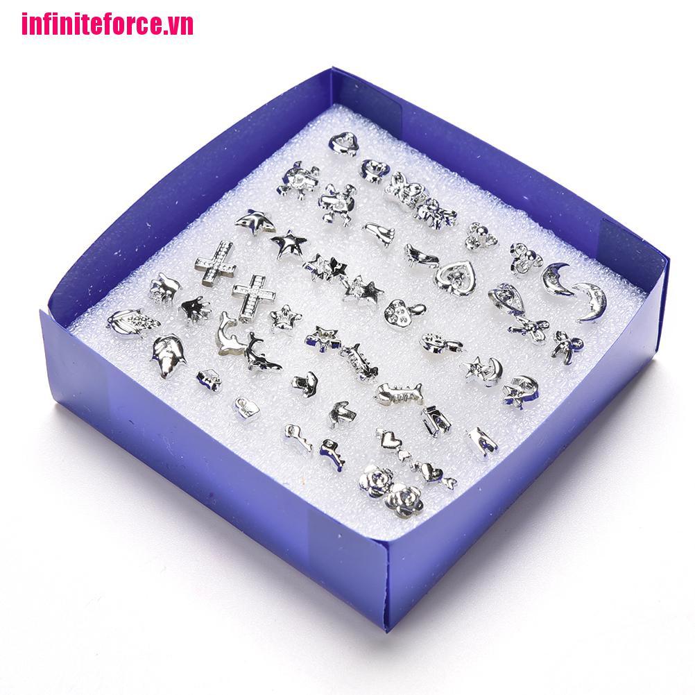 Bộ 24 Đôi Bông Tai Nhựa Mạ Bạc Thời Trang