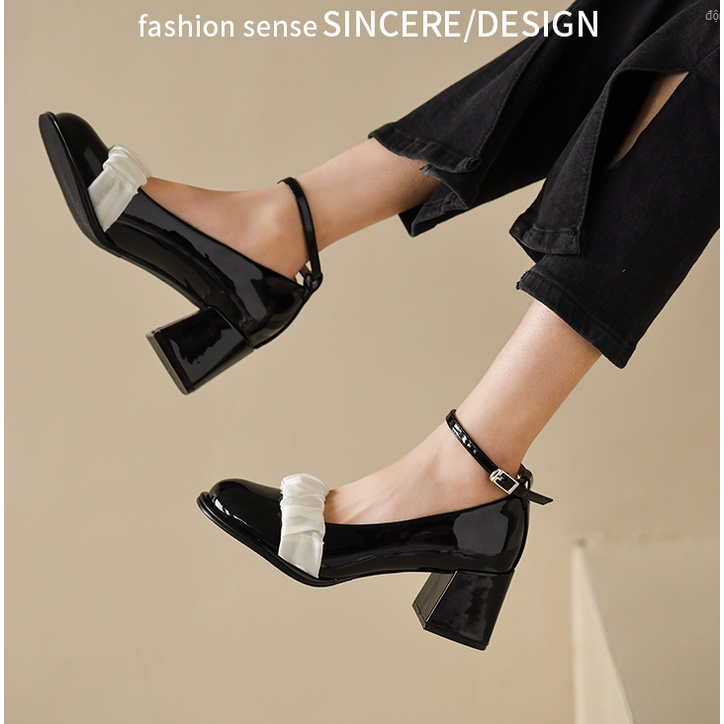Giày Mary Jane quai bèo, đế đinh cao 4 cm phong cách retro