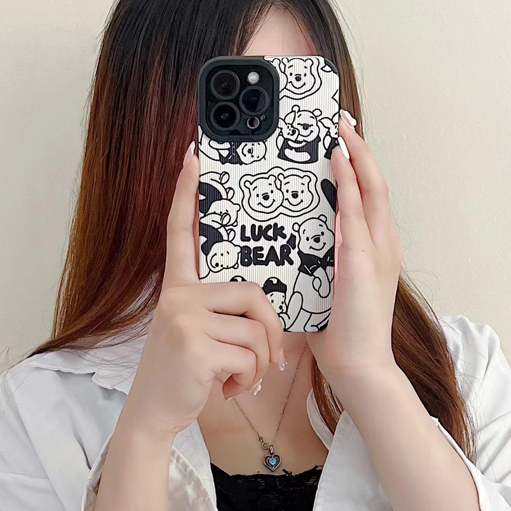Ốp Điện Thoại Da Hình winnie the pooh Cho iphone 13 Pro Max i13 13pro 11 Pro Max i11 X XR Xs Max 7 plus 8 plus 12Pro 12 Pro Max