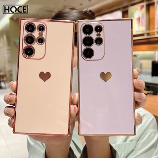 HOCE Mềm Mạ Điện Trái Tim Tình Yêu Ốp Lưng Điện Thoại Samsung S26 Ultra S25 Plus S24 S23 S22 Silicon Chống Sốc