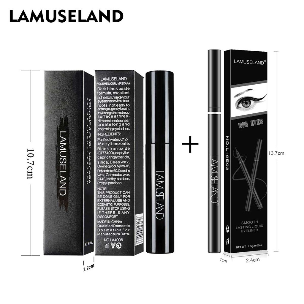 Bộ mascara + bút kẻ mắt LAMUSELAND LAS201 hỗ trợ trang điểm chuyên nghiệp