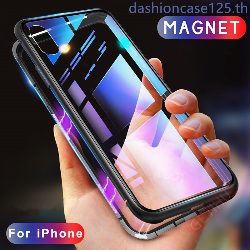 Ốp điện thoại kính cường lực viền kim loại cứng cáp có nam châm cho iPhone 11 Pro Max XR X XS MAX 8 7 6S 6 + 7+ 8+