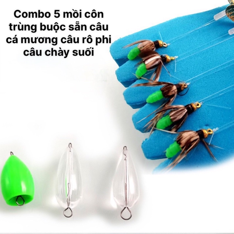 Bộ mồi câu lure cá mương suối,thiểu,rô ,chày... buộc sẵn siêu nhạy