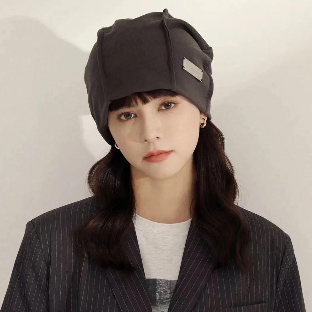 Mũ Beanie Dệt Kim Màu Trơn Dễ Thương Cho Nữ