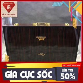 Hộp đựng rượu vang set 6 sơn mài vân gỗ cao cấp khay đựng phủ nhung