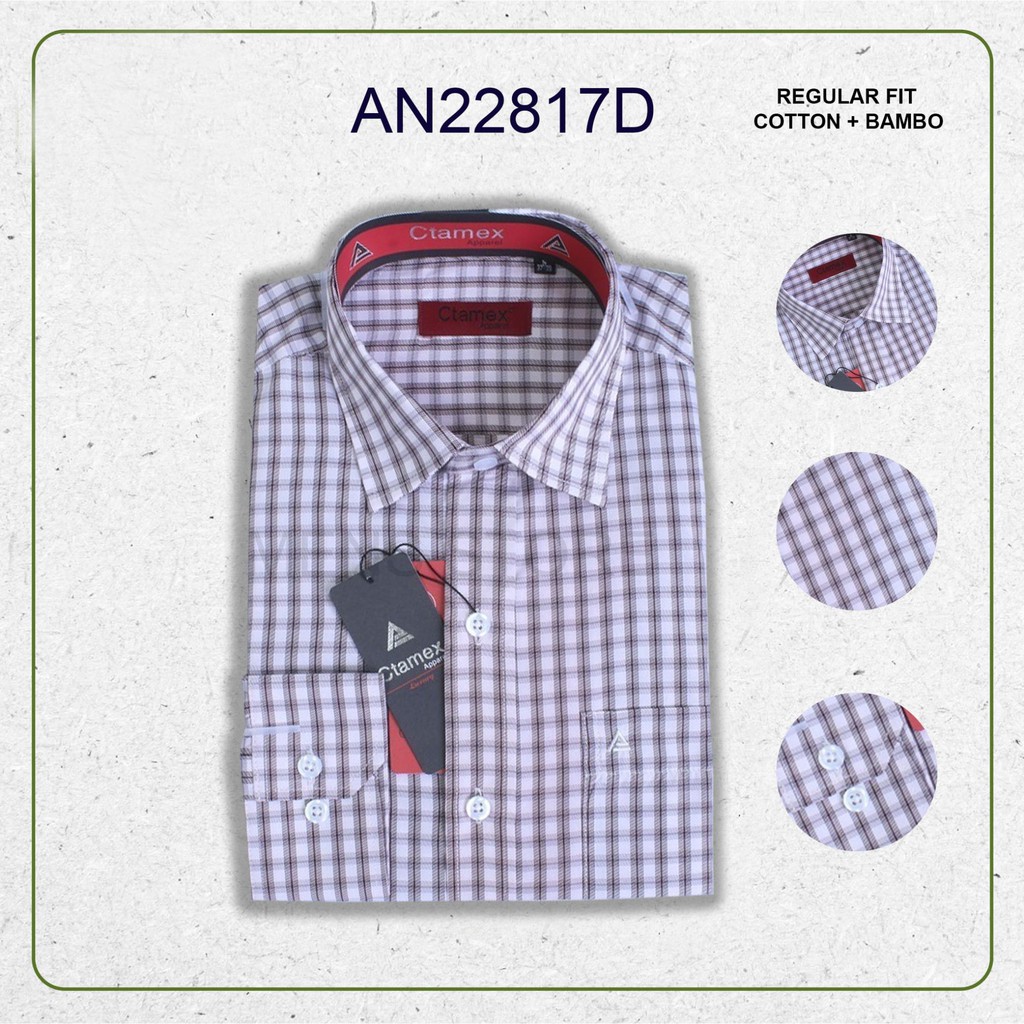 Áo sơ mi tay dài sọc ca rô cổ bẻ dáng suông REGULAR FIT trẻ trung chất cotton cao cấp