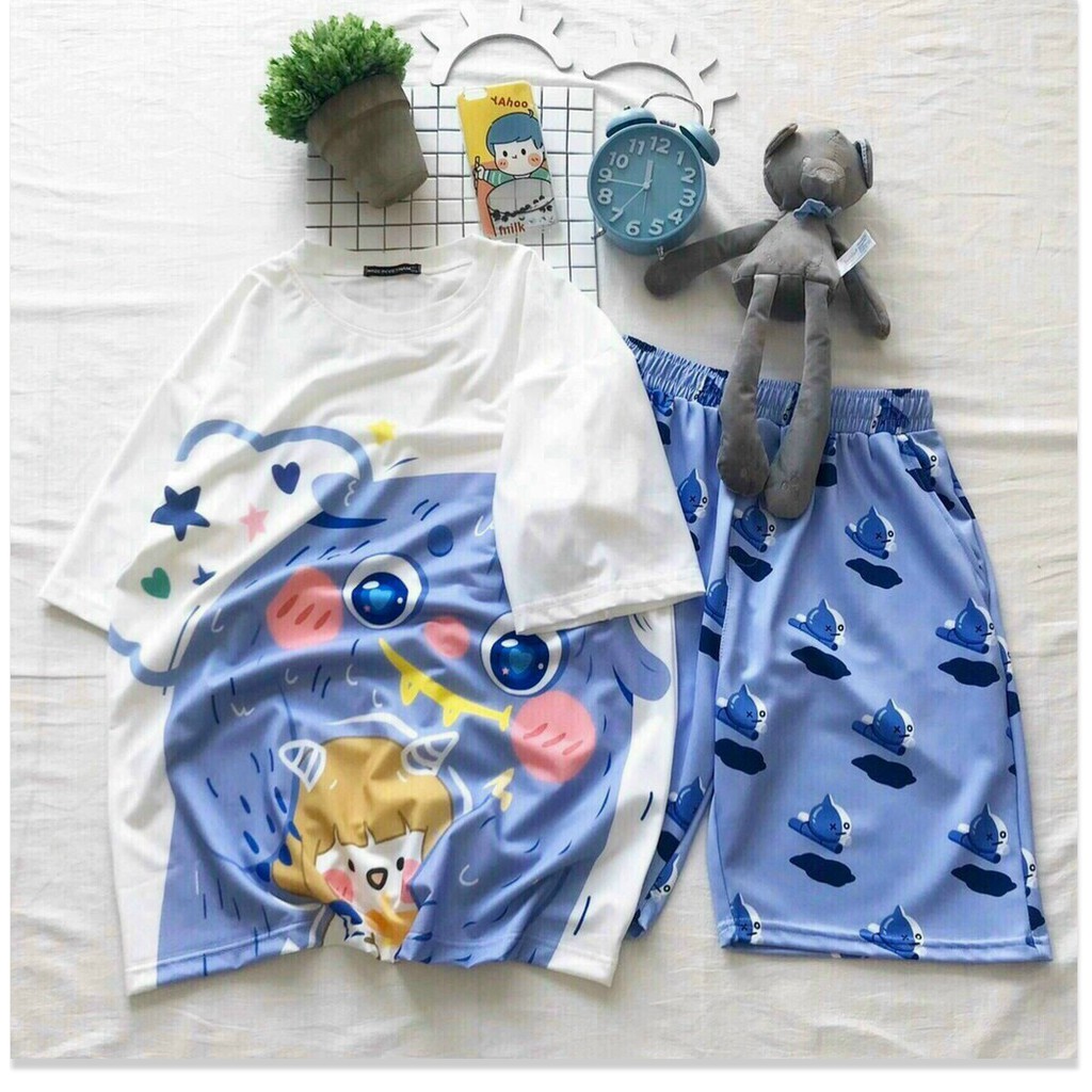 SET THUN NỮ COTTON,THIẾT KẾ HỌA TIẾT TRÊN ÁO SIÊU DỄ THƯƠNG THỜI TRANG MỚI KME