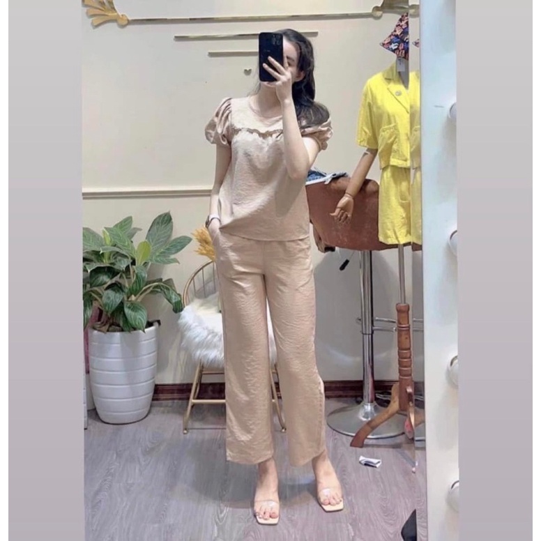 SET BỘ ĐỒ ÁO CHẤT ĐŨI GẦN + QUẦN DÀI DÁNG THỤNG SIÊU HOT 2022