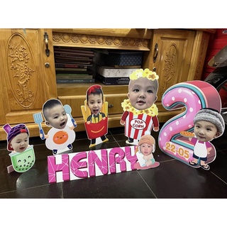 Combo 2 hình chibi và cây welcome có hình bé